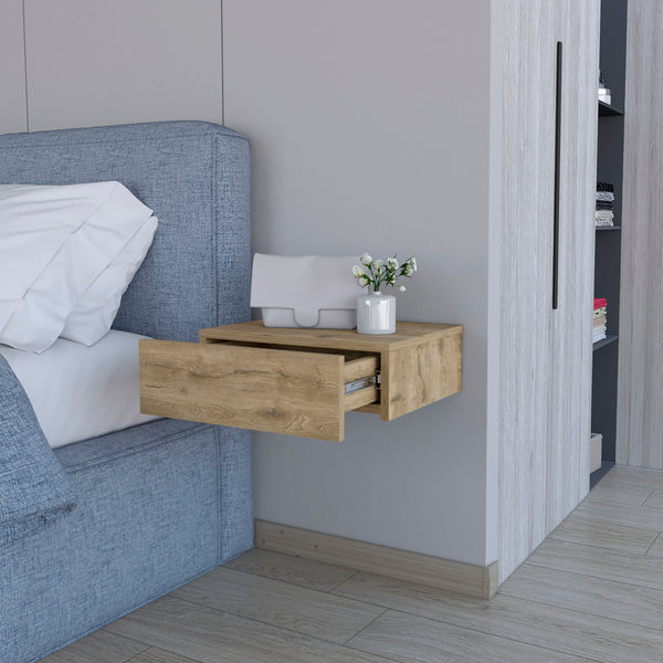 English Elm Vienna Floating Nightstand — Sleek Wall-Mount, Space-Saving Design with Large Top & Deep Drawer B128P176114