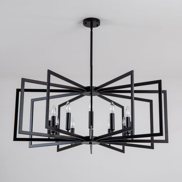 English Elm 12light Tiered Lantern Chandelier Matte Black Metal Industrial Farmhouse Foyer Fixture W5008P465323