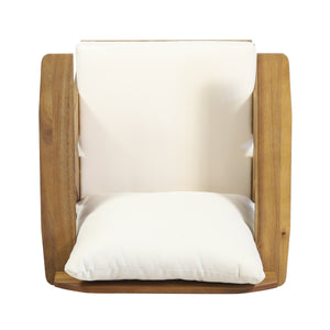 English Elm Christopher Knight Home® - Outdoor Acacia Wood Club Chairs Set of 2 with Water-Resistant Beige Cushions, Teak Finish, Durable Relaxation 30" 70856.00BGE