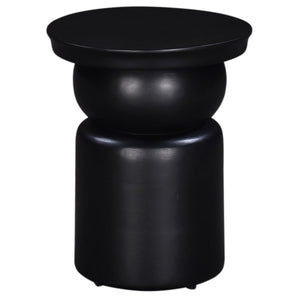 English Elm Luxurious Brown Wood Round Pedestal Side Table in Black Finish — Sculpted Mango Wood Accent, Sturdy 18 B2741P285780