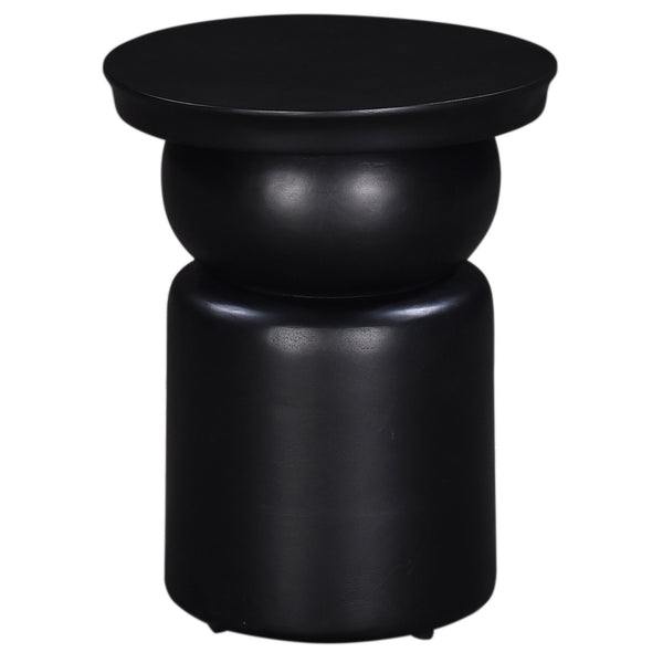English Elm Luxurious Brown Wood Round Pedestal Side Table in Black Finish — Sculpted Mango Wood Accent, Sturdy 18 B2741P285780