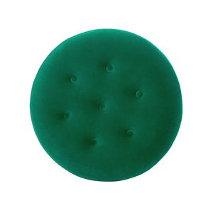 English Elm Yolanda Velvet Round Ottoman with Gold Bullion Fringe Jewel Toned Artisan Accent Piece B2719P364403
