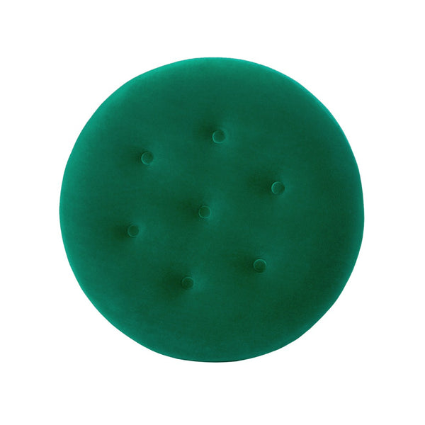 English Elm Yolanda Velvet Round Ottoman with Gold Bullion Fringe Jewel Toned Artisan Accent Piece B2719P364403