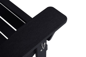 English Elm Folding Adirondack Chair Set with Side Table, Weatherproof HDPE Wood-Grain Finish, Cup Holder, 350lb Capacity Black W2103P254643