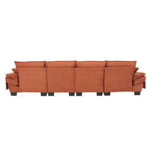English Elm Sectional Modular Cloud Sofa Deep Corduroy Upholstered Comfort for Living Room Studio Orange W395S00135