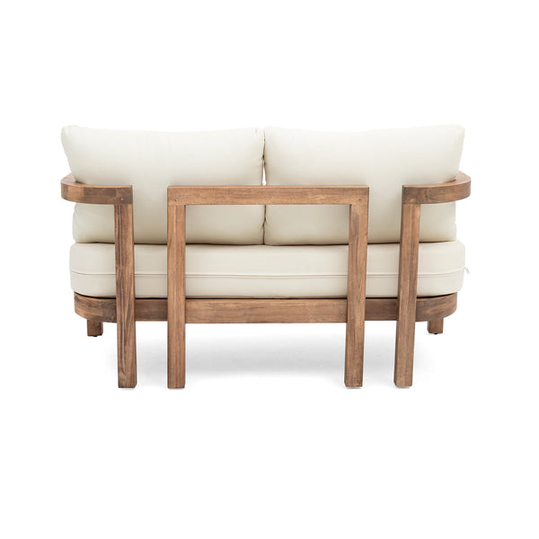 English Elm Christopher Knight Home® - 2-Person Acacia Wood Loveseat & Coffee Table Set with Beige Cushions, Weather-Resistant Patio Charm 73169.00BBGE