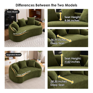 English Elm Ly-049s Curved Chenille Loveseat with Boneless Frame for Modern Living Spaces Green W2231P402441