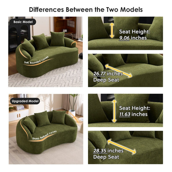 English Elm Ly-049s Curved Chenille Loveseat with Boneless Frame for Modern Living Spaces Green W2231P402441