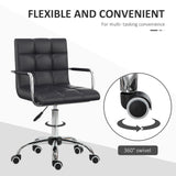 English Elm Homcom Home Office Chair, Modern Computer Desk Chair, Task Chair With Upholstered Pu Leather, Adjustable Height, Swivel Wheels, Black