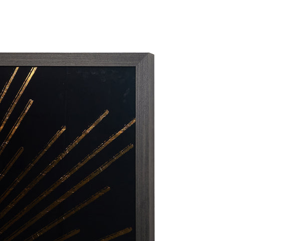 Sunpan Brilliance Wall Art: Luxe Art Deco Acrylic Print with Gold Leaf Sunburst & Charcoal Wood Frame