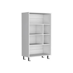 English Elm Bookcase with Six Spacious Shelves and Sturdy Legs for Compact Rooms, Durable Engineered Wood Design White 37.01 L x 25.2 W x 2.76 H B097P250870