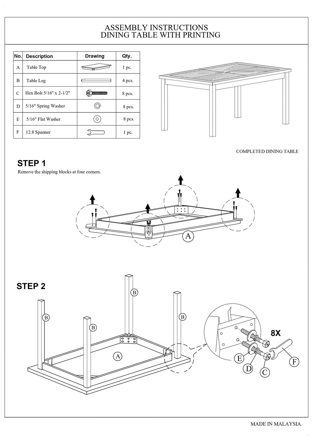 English Elm Contemporary Cherry 59" x 35" Rectangle Dining Table for 6, Solid Wood Frame, Melamine Top Finish B011P194284