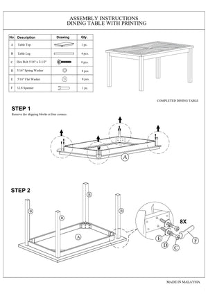 English Elm Contemporary Cherry 59" x 35" Rectangle Dining Table for 6, Solid Wood Frame, Melamine Top Finish B011P194284