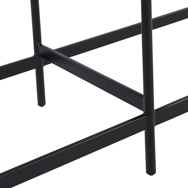 Sunpan Omari Bench - Elegant Handwoven Light Tan Leather Seat with Black Iron Base for Unique Style