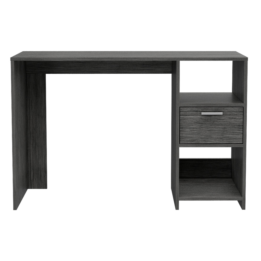 English Elm Omma Grey Computer Desk with Drawer & Dual Shelves, 43.3" Wide Compact Workstation, Engineered Wood B070P188827