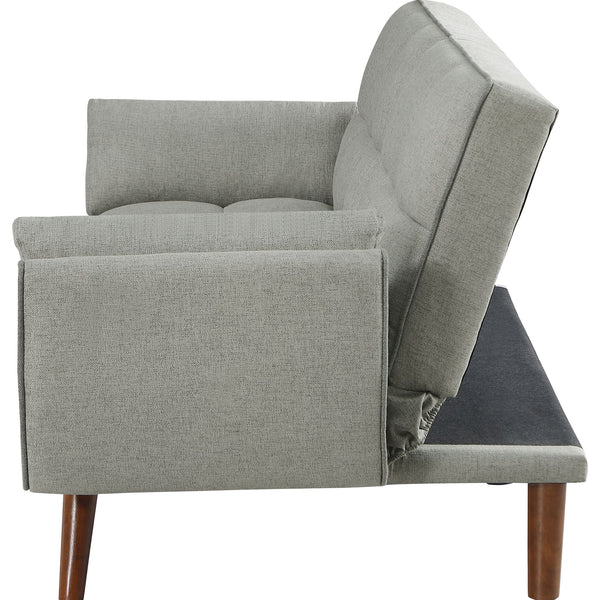 English Elm Caufield Grey Tufted Convertible Sofa Bed with Linen-Like Upholstery, Turquoise Accent & Walnut Legs B062P358303