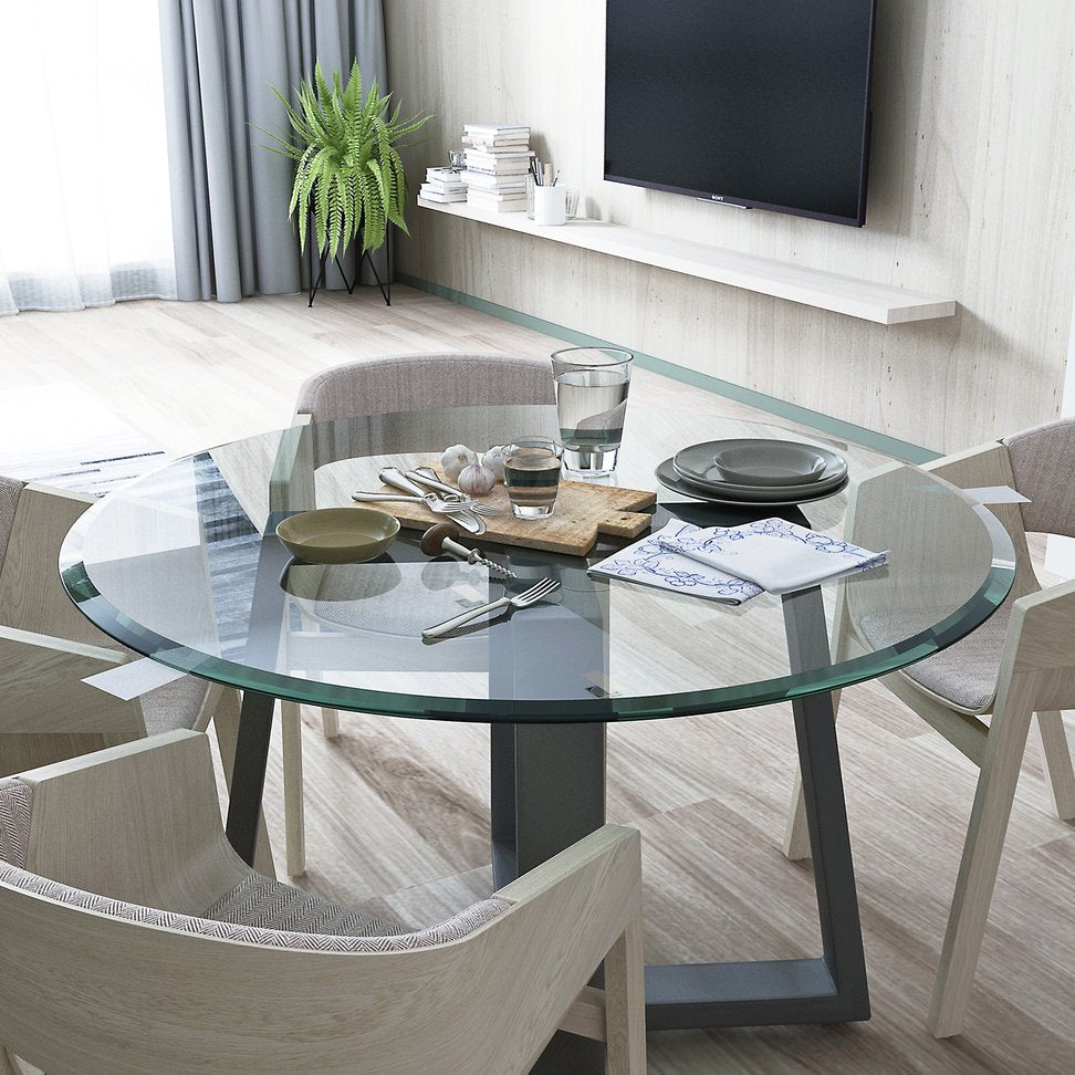 English Elm 36" Round Tempered Glass Table Top - Elegant, Durable, Beveled Edge For Home & Office Use, 2/5" Thick W241P248443