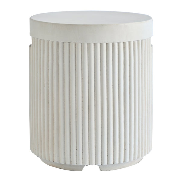 English Elm U_style Outdoor Mgo Propane Tank Cover Round Patio Side Table Fluted Stone Finish Beige N711P410569K