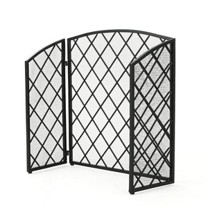 English Elm Christopher Knight Home® - FIRE Amiyah 3-Panel Iron Fireplace Screen - Decorative Protective Mesh Shield for Hearth Safety and Style Black 61127.00
