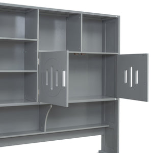 English Elm Full Size Wooden Daybed With Storage Drawers, Integrated Cabinet, And Stylish Gray Finish - Perfect For Any Space! N820S00016E