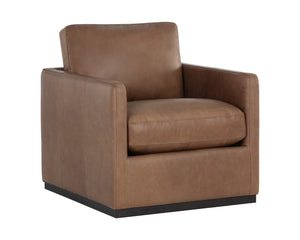 Sunpan Portman Swivel Lounge Chair - Modern Design with 360-Degree Comfort and Stylish Track Arms Marseille Camel Leather