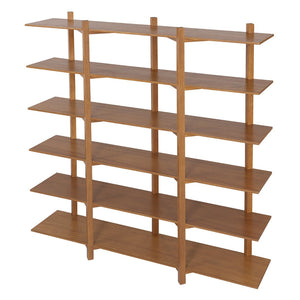 English Elm 6 Tier Acacia Veneer Bookshelf Open Storage Unit Heavy Duty Pine Wood Frame Display N758P412462N