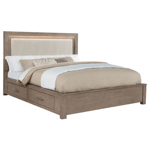 English Elm Gibbons Eastern King Storage Bed with Led Headboard and Four Under Bed Drawers B062S01576