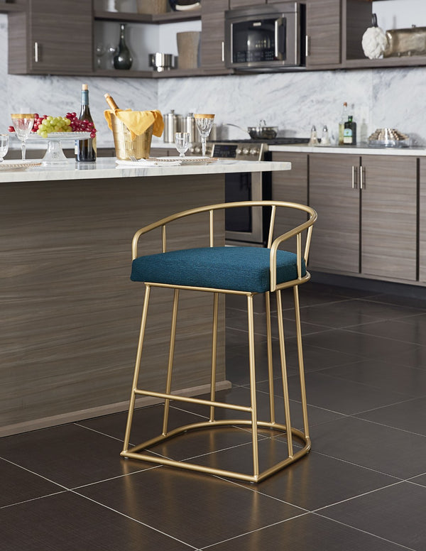 OSP Home Furnishings Luna 26" Counter Stool Azure/Gold