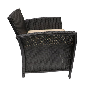 English Elm Christopher Knight Home® - ST LUCIA CHAIR Stylish PE Rattan Patio Seat with Iron Frame, Waterproof Fabric, Compact 28.25x25.5x17 Brown+Tan 54676.00BRN