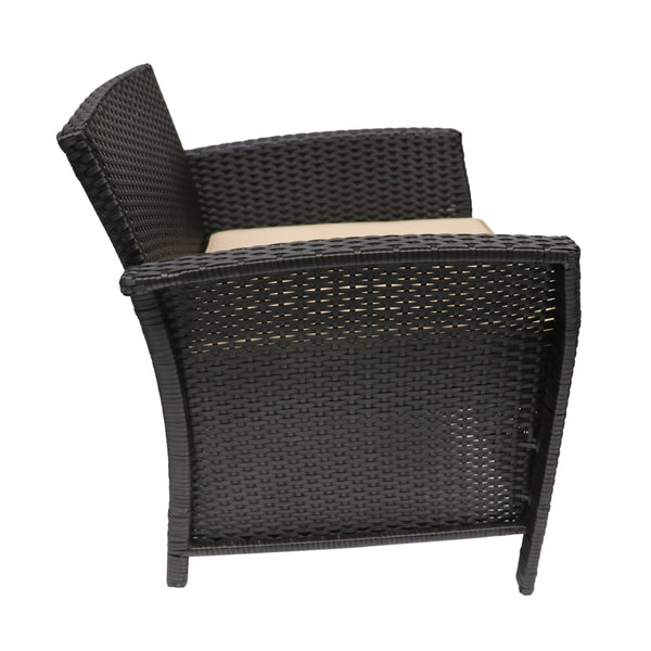 English Elm Christopher Knight Home® - ST LUCIA CHAIR Stylish PE Rattan Patio Seat with Iron Frame, Waterproof Fabric, Compact 28.25x25.5x17 Brown+Tan 54676.00BRN