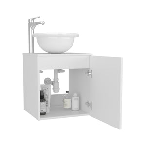 English Elm Clyde Floating 18" Wide Wall-Mount Vanity with Wessel Sink, Single Door Shelf, White Modern Storage B070P337119