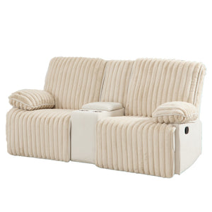 English Elm Manual Reclining Corduroy Loveseat Wall Hugger with Cup Holders for Home Theater W3900S00001