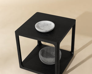 Sunpan Doncaster Side Table - Elegant Solid Oak Design with Adjustable Levelers for Modern Interiors Black