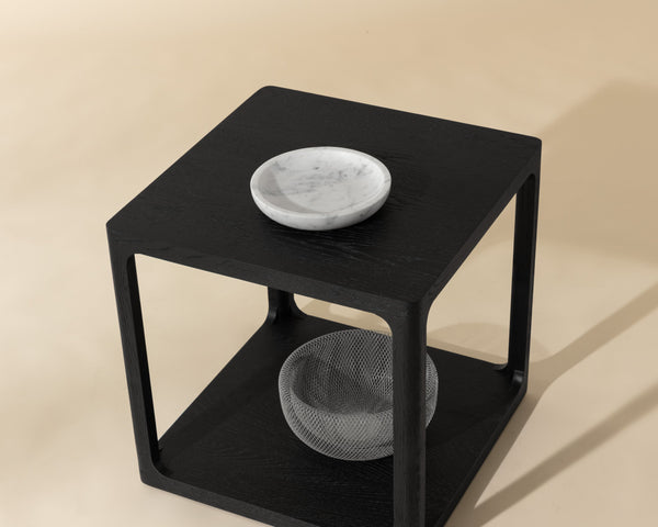 Sunpan Doncaster Side Table - Elegant Solid Oak Design with Adjustable Levelers for Modern Interiors Black