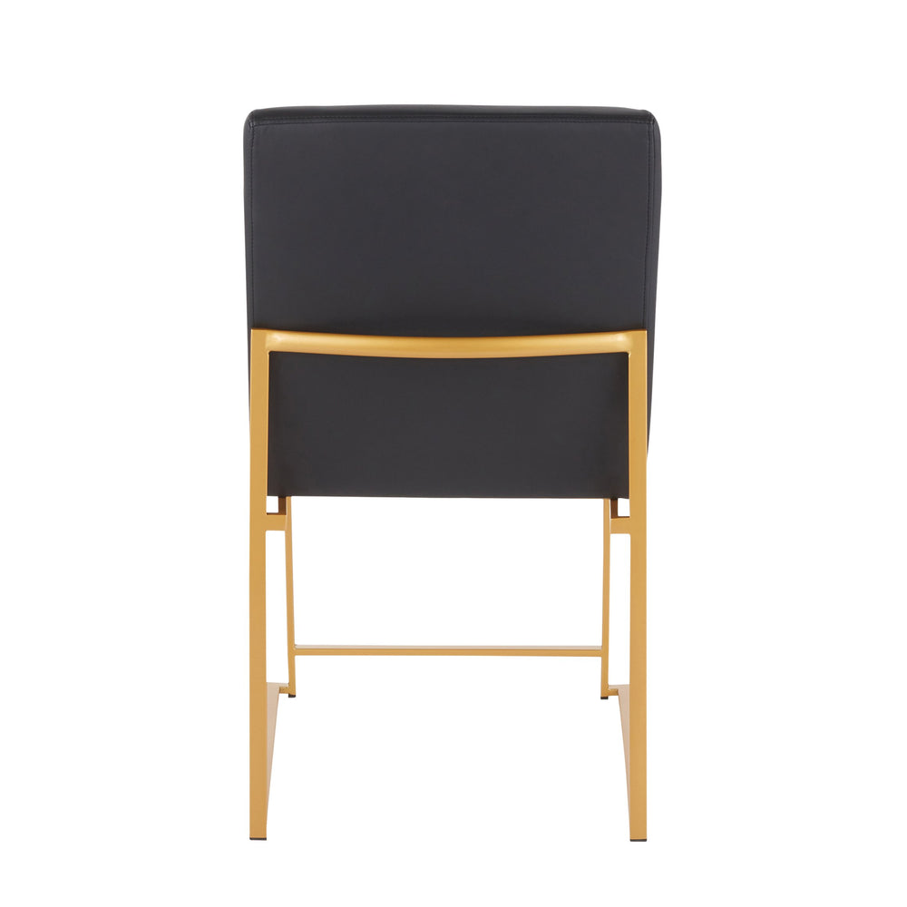 English Elm High Back Fuji Contemporary Dining Chair Set Of 2 - Gold & Black Faux Leather, Modern Comfort & Style B202P223539