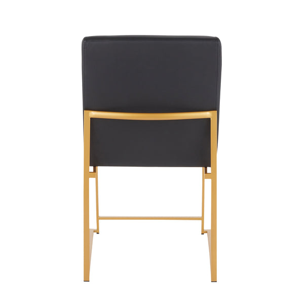 English Elm High Back Fuji Contemporary Dining Chair Set Of 2 - Gold & Black Faux Leather, Modern Comfort & Style B202P223539