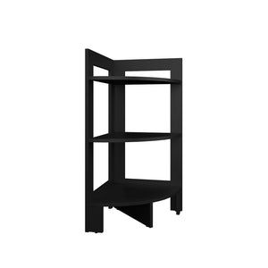English Elm Corner Table Sharon Engineered Wood Black — Space-Saving 3-Tier Corner Shelf for Living Room Décor and Storage B092P238756