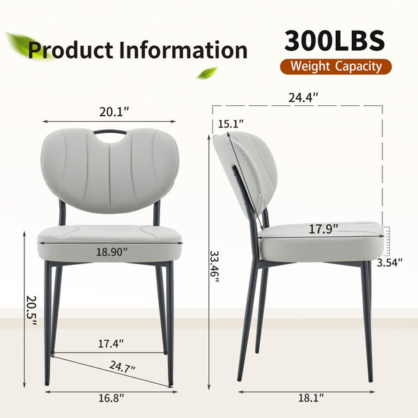 English Elm Dark Oil Waxed Faux Leather Dining Chair Set with Diamond Tufted High Back Metal Legs W3493P449243