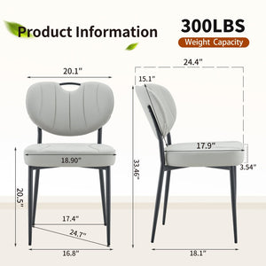 English Elm Dark Oil Waxed Faux Leather Dining Chair Set with Diamond Tufted High Back Metal Legs W3493P449247