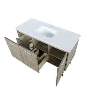 English Elm Rustic Acacia Bath Vanity 48" W X 20" D, White Quartz Top, Soft-Close Drawers, Timeless Design B2731P259618-GIGA
