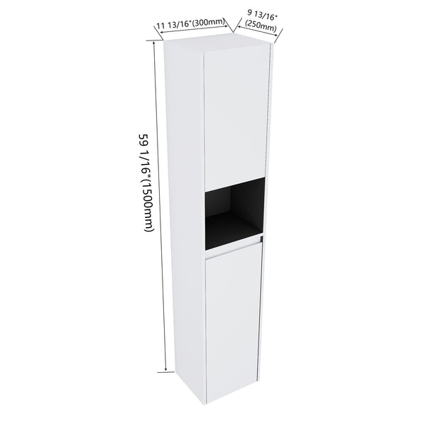 English Elm 12" Bathroom Side Cabinet - Wall-Mounted, Soft-Close Doors, Space-Saving Design For Modern Homes W999S00282