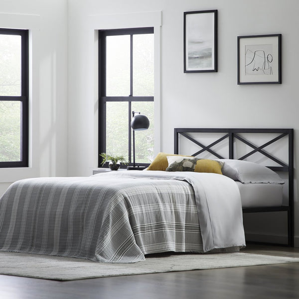 English Elm Taylor Metal Headboard Cal King Black — 40" Mid-Rise Rustic Double X-Back Design, Sturdy Metal Craftsmanship for Versatile Décor (Fits 71" Width) B350P395001