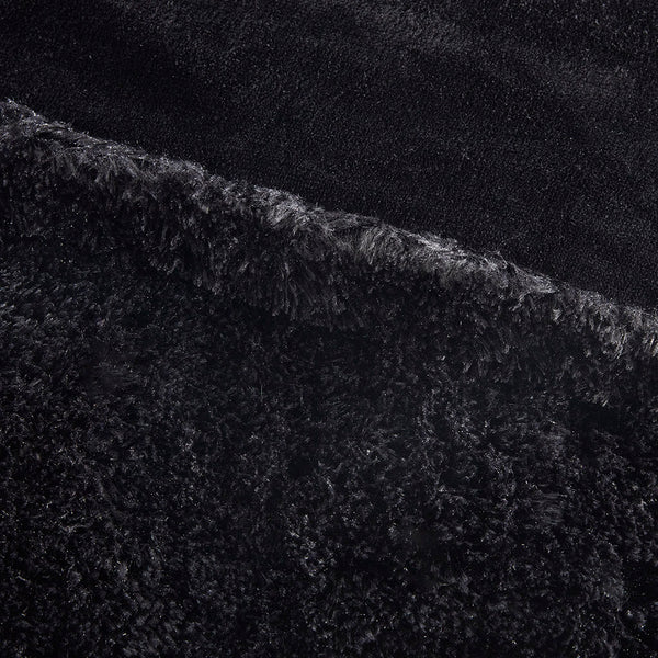 JLA Home Intelligent Design - Shaggy Faux Fur Duvet Cover Set with Plush Reverse, Hidden Zipper & Interior Ties for Cozy Luxury Black ID12-2040