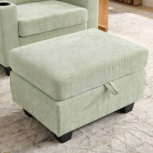 English Elm Single Chenille Manual Recliner with Usb Port Hidden Storage Ottoman and Cup Holders Cyan W487P423654
