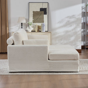 English Elm 63.39" Chenille Convertible Sofa Bed with Pocketed Spring Cushions for Modern Living Spaces Ivory W3189S00032