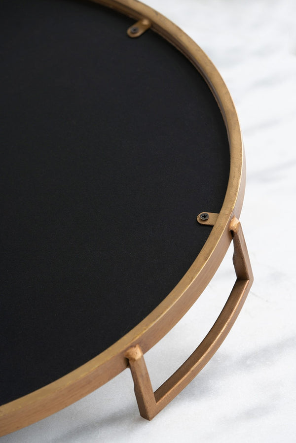 English Elm S/2 Marble Swirl Round Trays with Gold Handles Glam Decor for Home Display W2078P490397