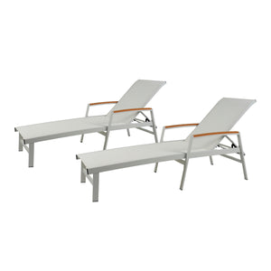 English Elm Christopher Knight Home® - OAXTON Chaise Lounge Set with Rust-Resistant Aluminum Frame, Breathable Mesh Seating & 5-Position Recline PMID: White N775P210066W