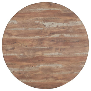 English Elm Arunda Round Counter Height Dining Table Oak Grain Top with Storage Drawer Seats Four B062S01532