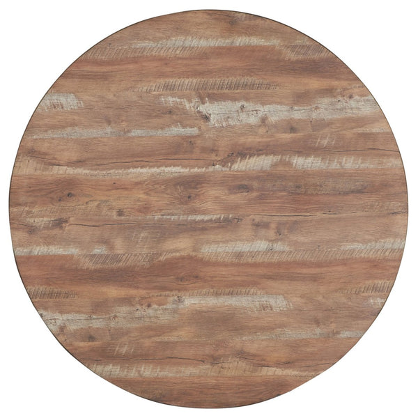 English Elm Arunda Round Counter Height Dining Table Oak Grain Top with Storage Drawer Seats Four B062S01532