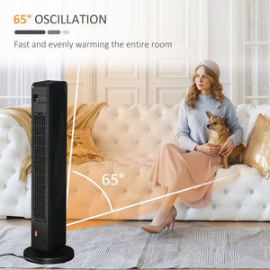 English Elm Homcom Ceramic Oscillating Tower Heater with Remote Timer and Three Modes for Any Room W2225P229133